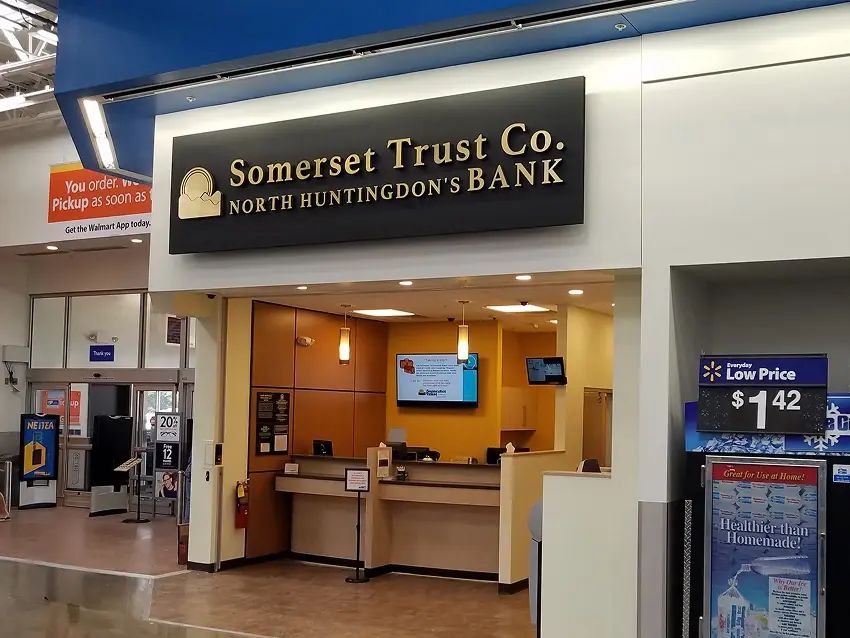 Somerset Trust North Huntingdon Walmart branch viewed from inside the store