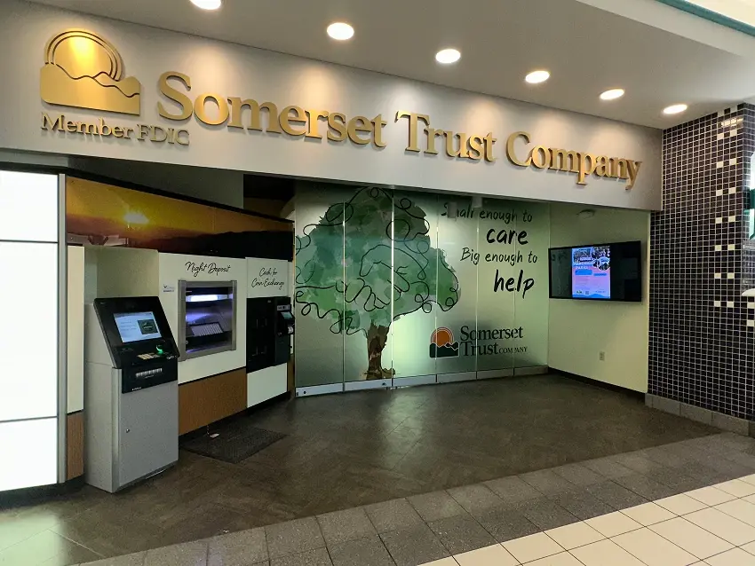 Somerset Trust Westmoreland Mall branch viewed from inside the mall